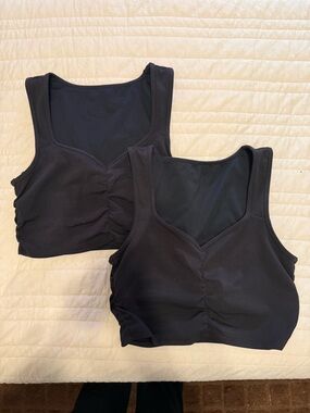 2 x GapFit Black Ruched Front Sports Bralettes